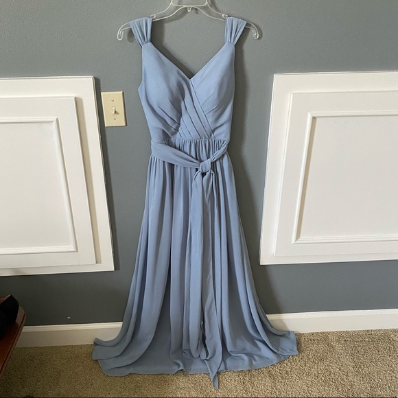 🔥Heather Blue Chiffon Formal Dress - Picture 1 of 5
